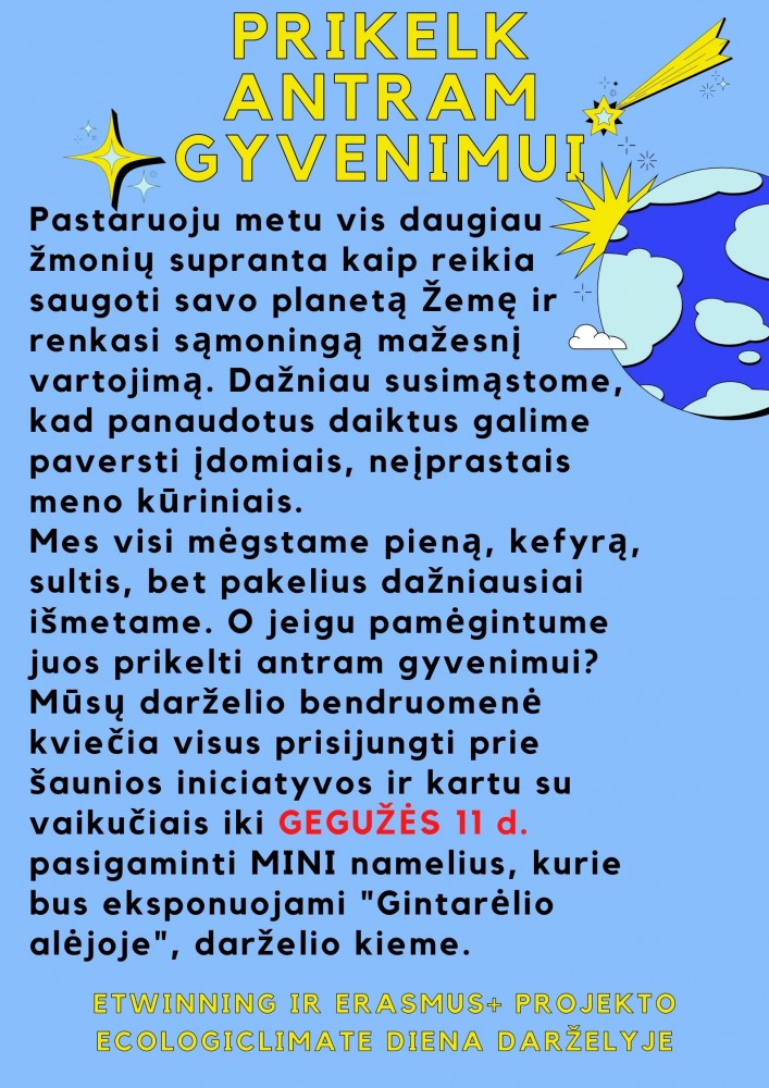 Kviečiame prisijungti prie akcijos ,,Prikelk antram gyvenimui”
