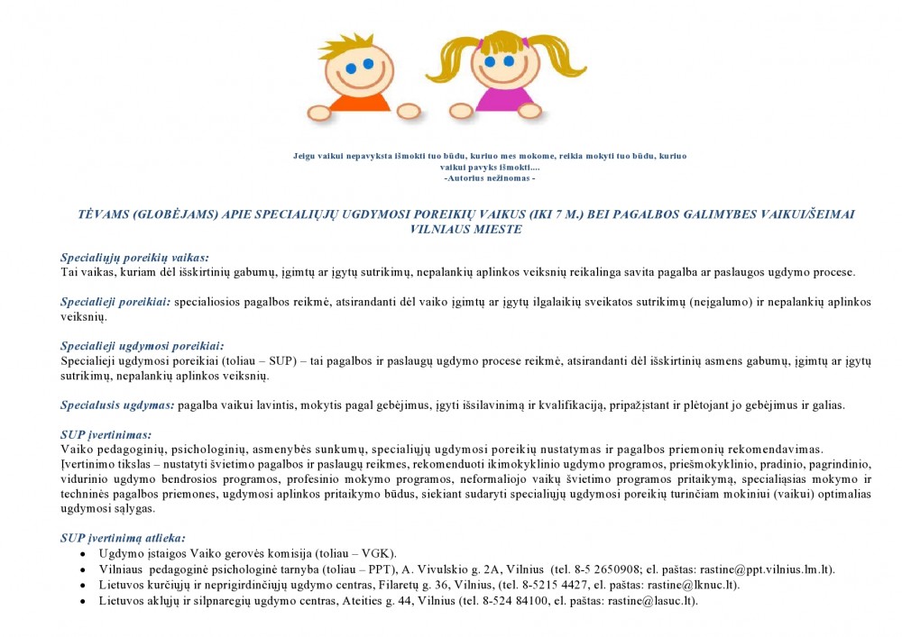 Informacija tėveliams