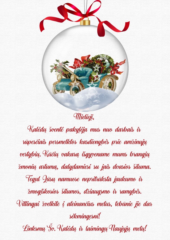 Linksmų Šv. Kalėdų ir laimingų Naujųjų metų!