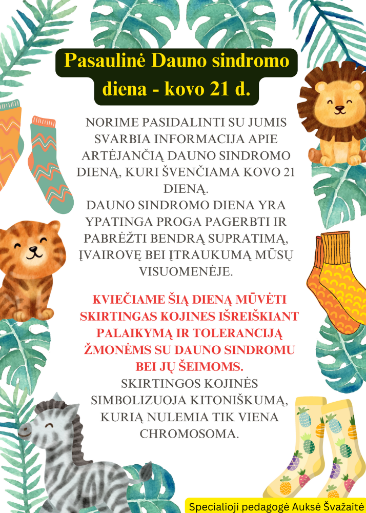 Ketvirtadienį minėsime Pasaulinę Dauno sindromo dieną