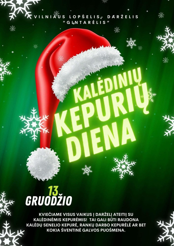 Kalėdinių kepurių diena mūsų darželyje!